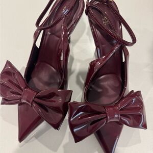 Zara Maroon Bow Heels